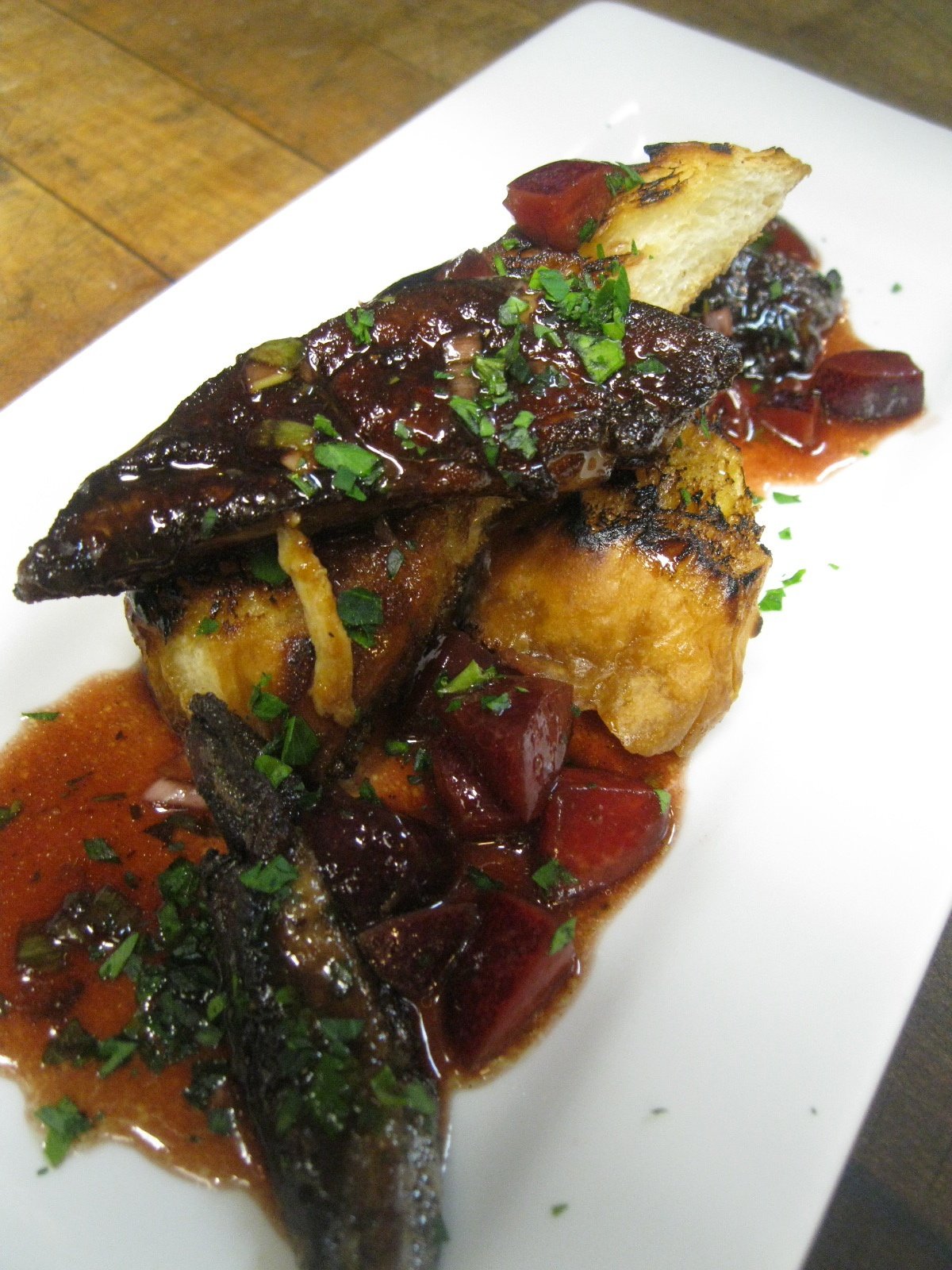 Pan seared Foie Gras with caramelized pears and a balsamic zinfandel reduction