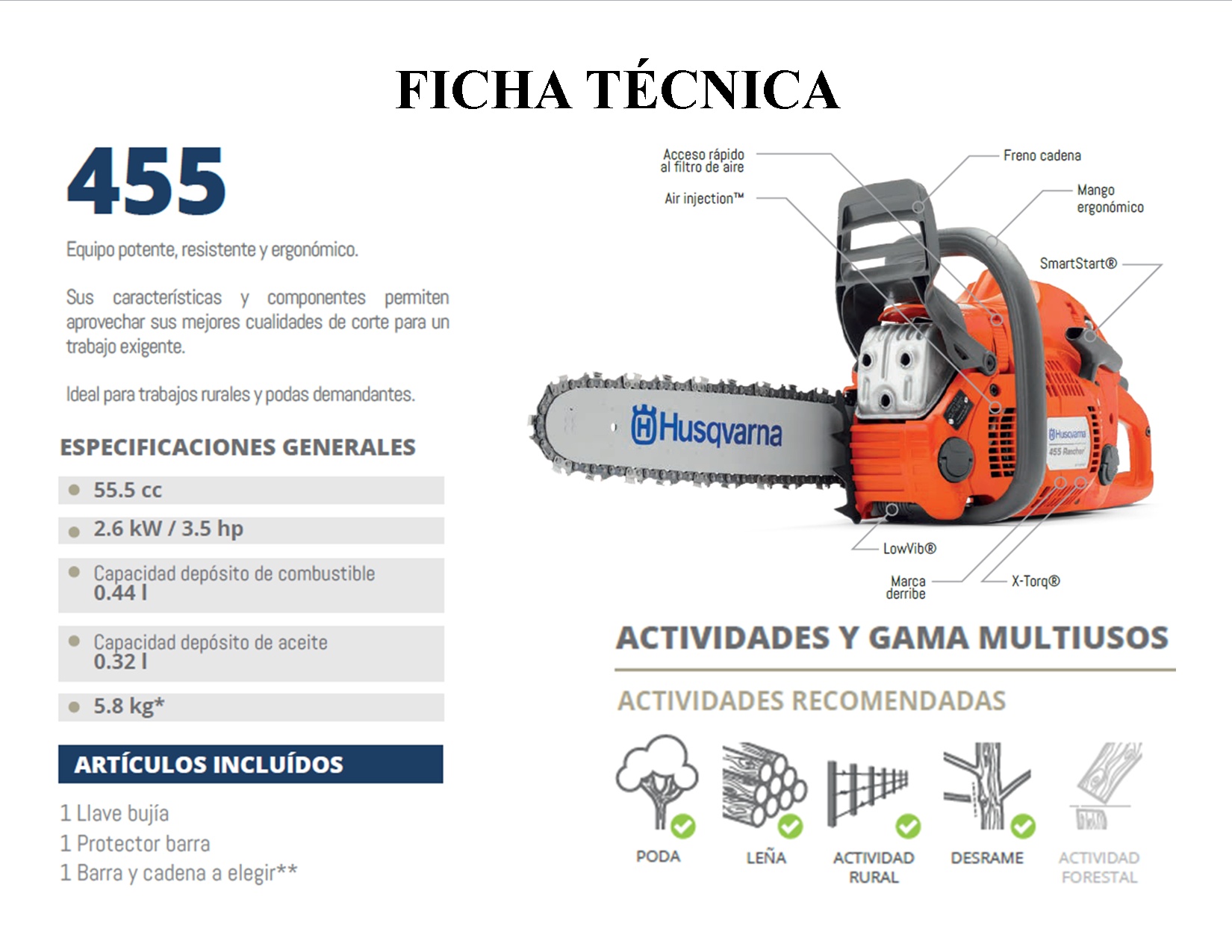 IMPLEMENTOS Y ACCESORIOS AGROFORESTALES AMAME - Motosierra 455