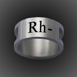 Men's Rh-Negative Engraved Stainless Steel Ring