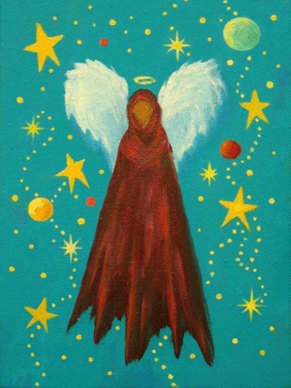 Xmas Angel  5"x7"   Acrylic on gallery wrapped stretched canvas  