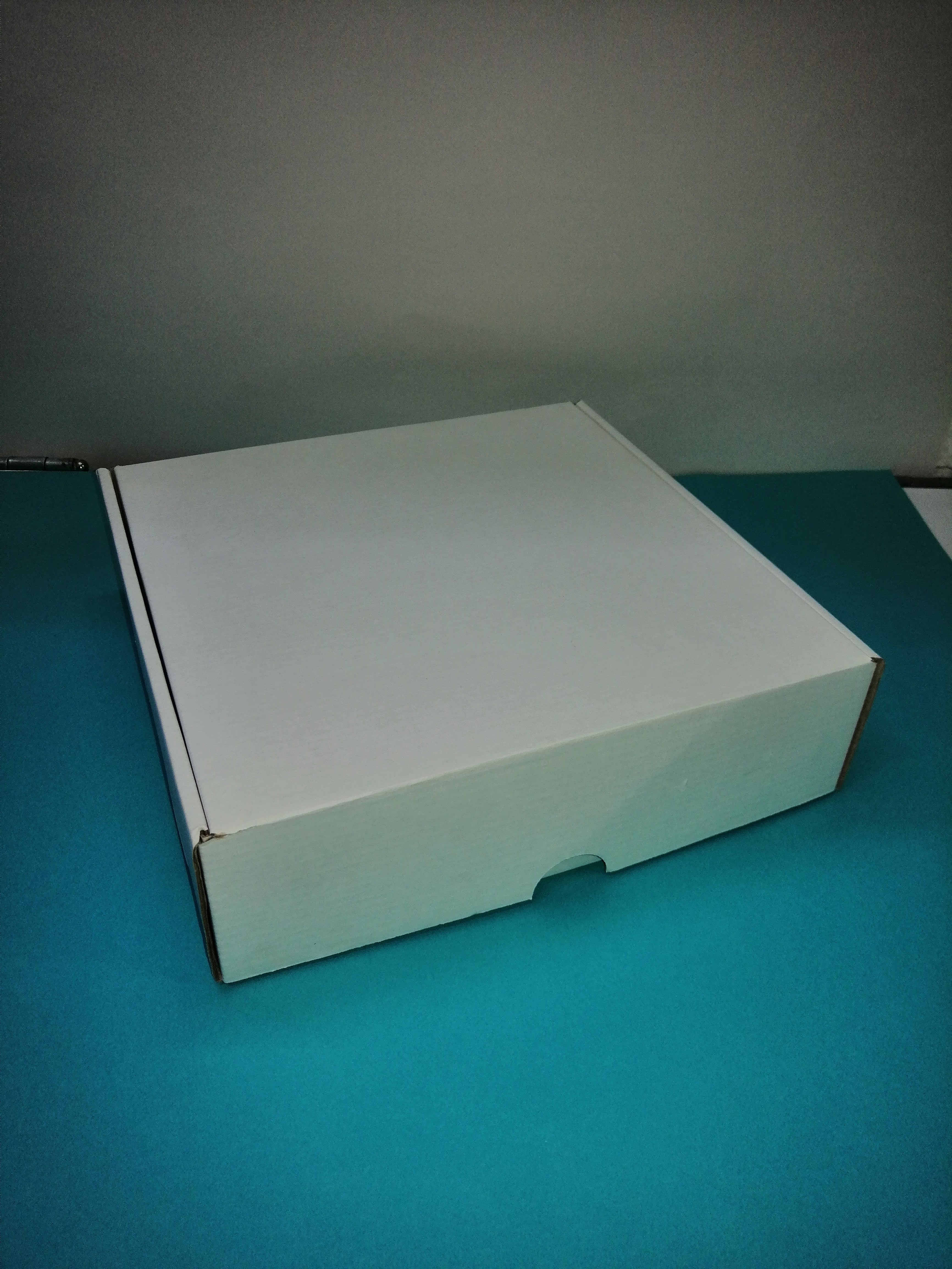 CAJA MODELO PYE BLANCA Y KRAFT
MEDIDA 25.5X25.5X7