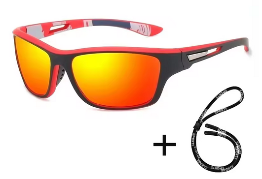 Polarisierte Vintage-Sonnenbrille im Luxus-Stil für Damen und Herren. Retro-Nachtsichtbrille zum Autofahren, Radfahren und Angeln. UV400 Filterbrille. Schwarz Rot Orange