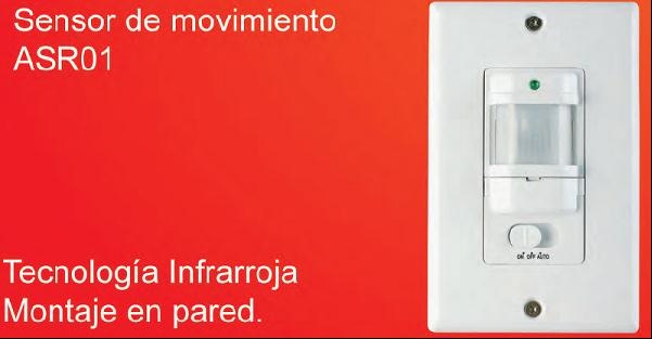 Sensor de movimiento Pared 180°
 Cobertura 6m2  Cod: 18032