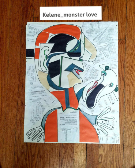 Title: Too much information. Mixed media on paper. 14 x 17. All artwork copyrighted $190.00 framed