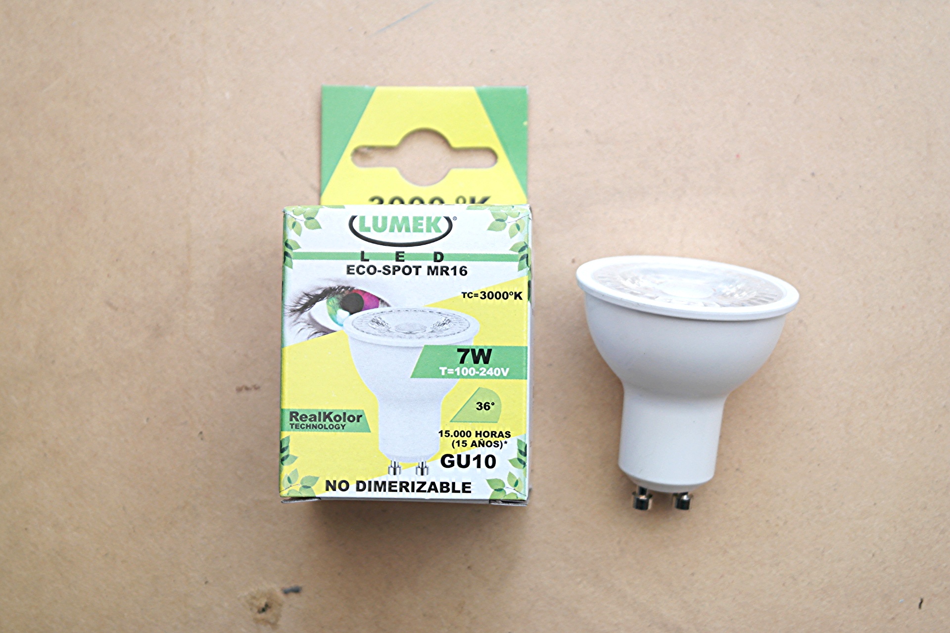 Eco spot Led  7W GU10 120V 
3000°K Lumek Cod:15090