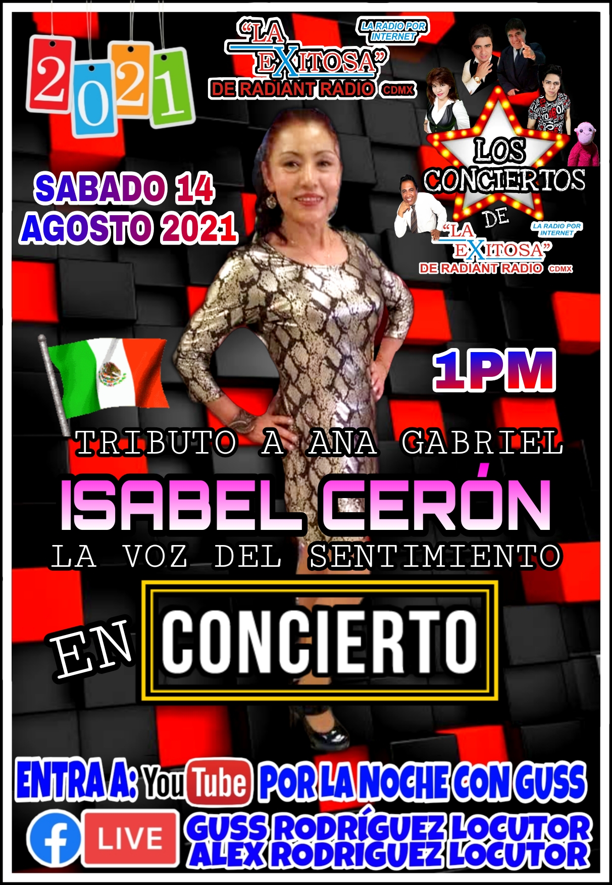 isabel cerón en concierto la exitosa de radiantv mexico sabado 14 agosto 2021 