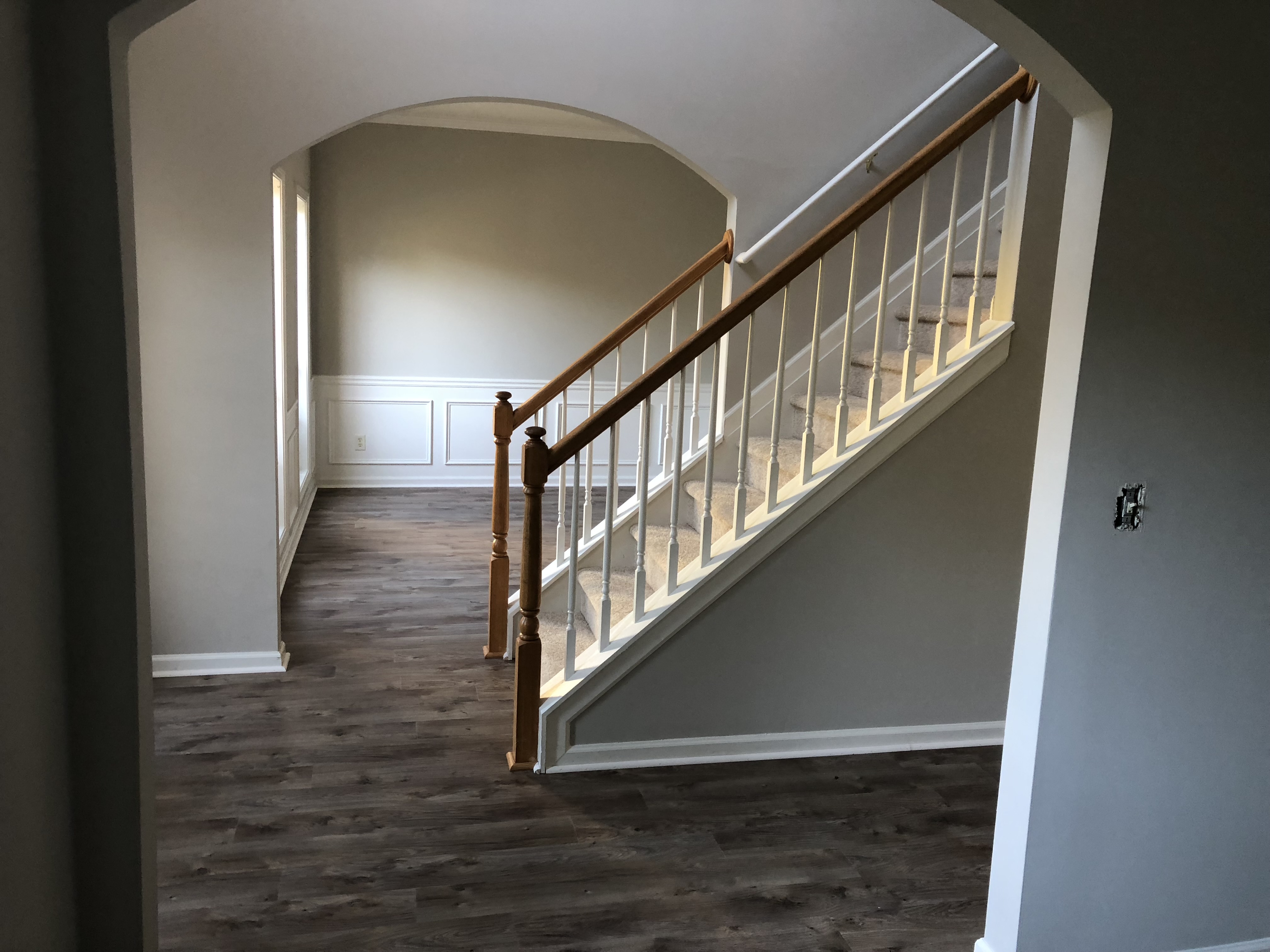 Vinyl flooring near the staircase