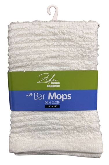 BM3DC
3PK WHITE BAR MOP DISH CLOTH 
12X12
UPC: 851660000035
72 CS/PACK
