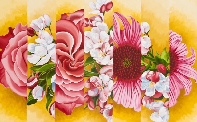 "Study in Rose Colors" 48 x 30 hang vertically or horizontally