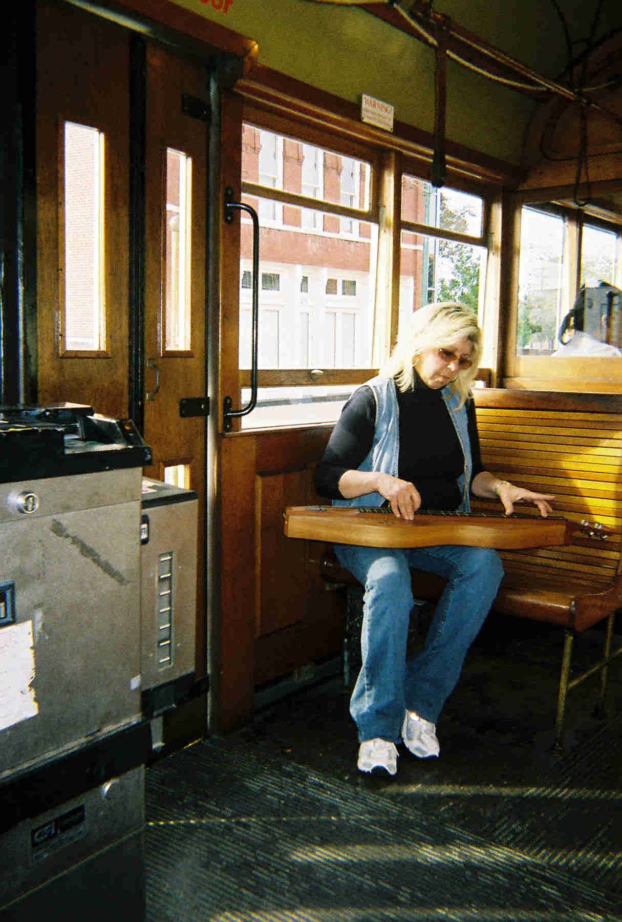 Deb on Main Street trolley 2006