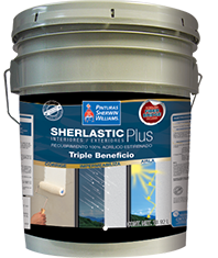 Sherlastic Plus de Sherwin Williams es un recubrimiento 100% Acrílico modificado, el cual fue especialmente diseñado con una triple acción:
 Corrige pequeñas fisuras e imperfecciones presentes en la superficie, Es impermeable por lo cual sus muros estarán protegidos contra los efectos de la humedad. 
y Tiene gran efecto de aislamiento térmico, con el cual podrá mantener sus interiores siempre frescos.