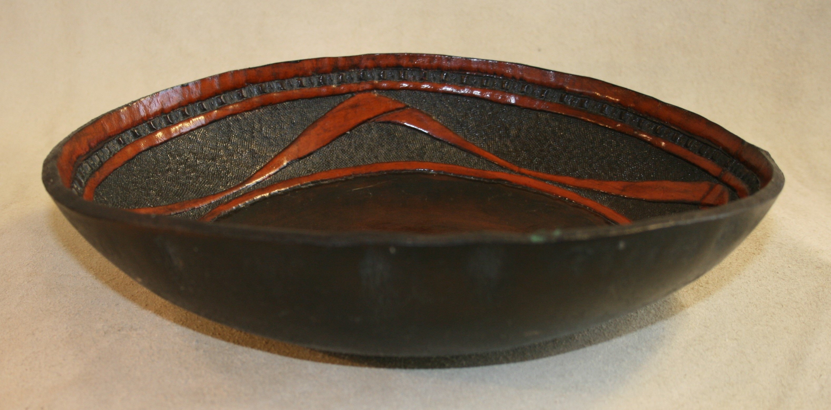 Leather Bowl, "Simple Ribbons"