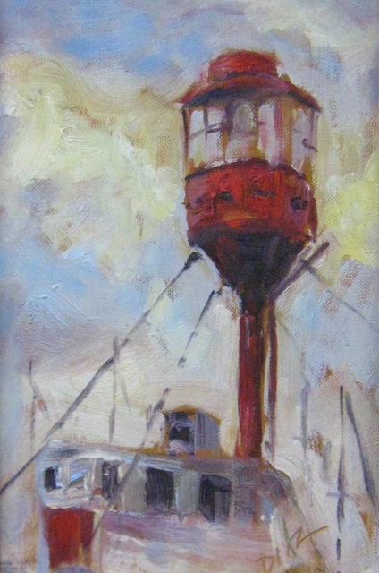Diaz, Lightboat, Kilmore Quay, Ireland, 9" x 6" Oil