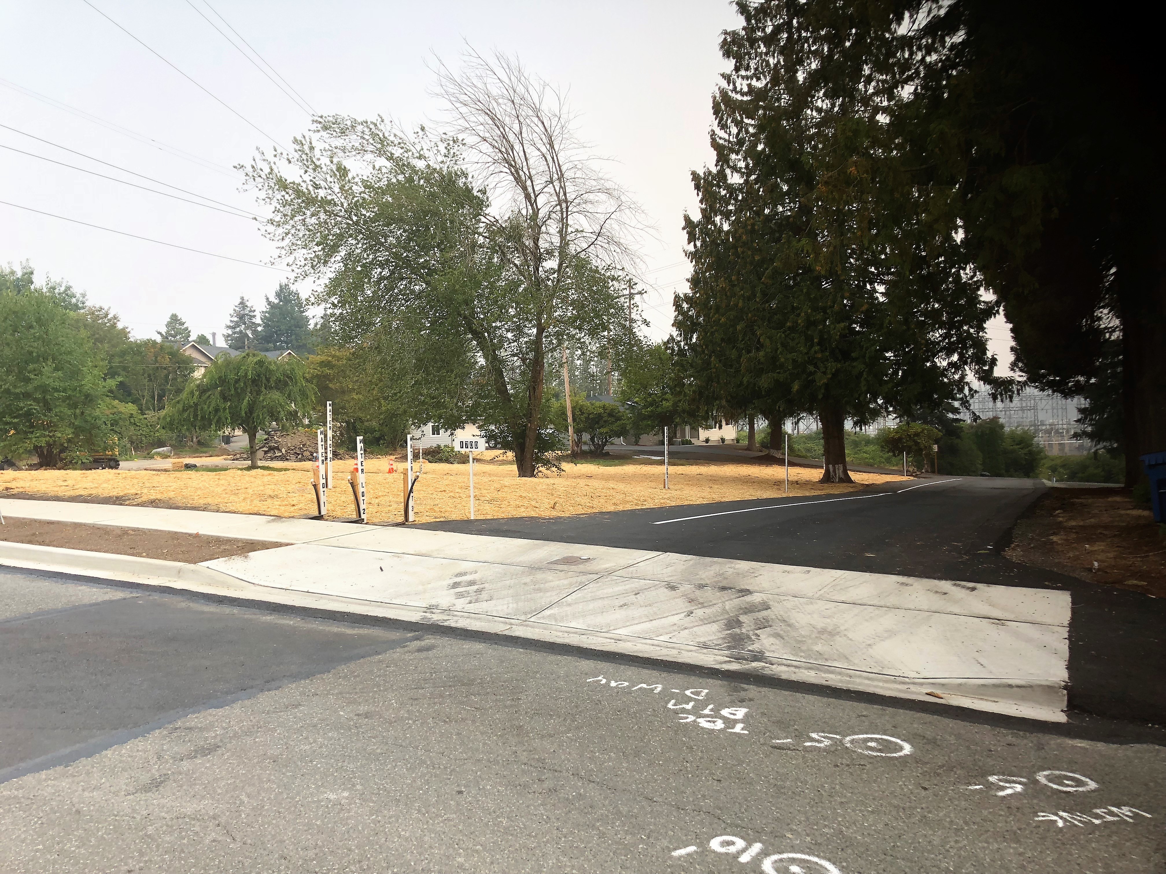 Finished driveway and sidewalk after utilities installed underground