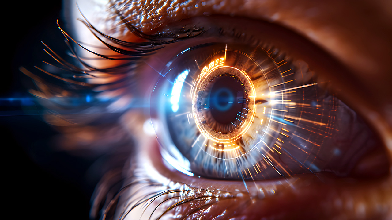 Close-up of augmented eye