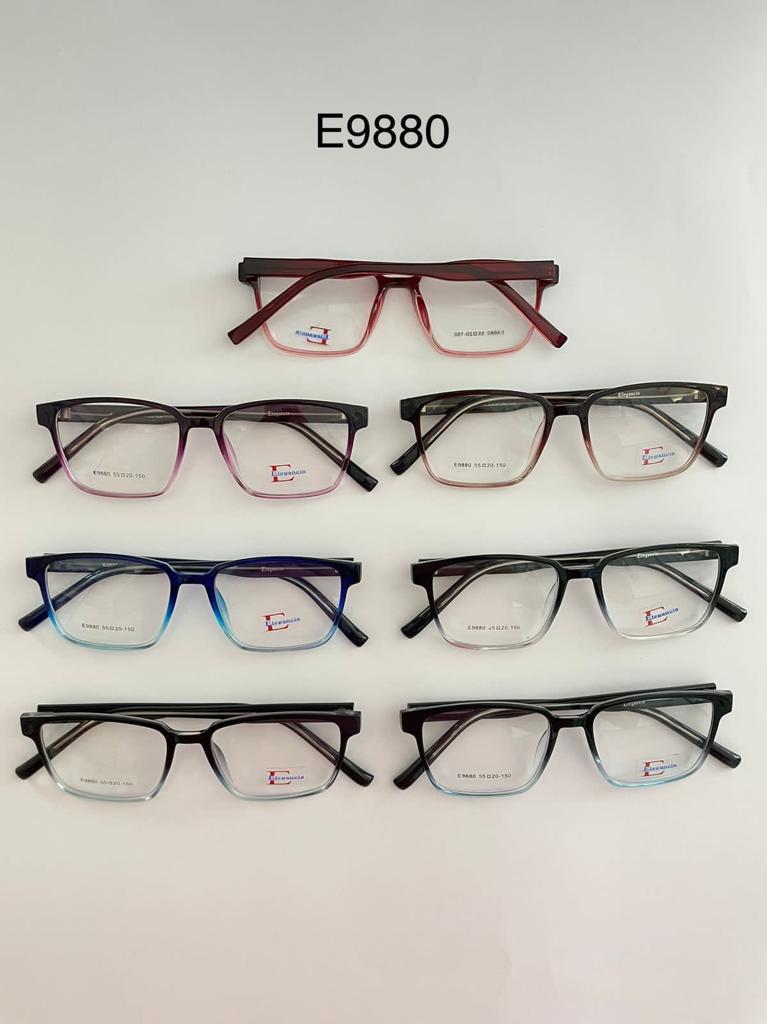 Modelo: E9880
Colores Translucidos: Cafe, Negro brilloso, Gris, Amarillo, Verde, Humo, Lila, Cafe Claro y Azul
Colores Difuminados: Cafe, Rojo, Morado, Azul, Negro/Transparente y Negro/azul