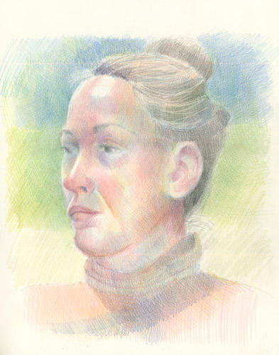 Drawing a Head - 5th June 2008 (coloured pencils)