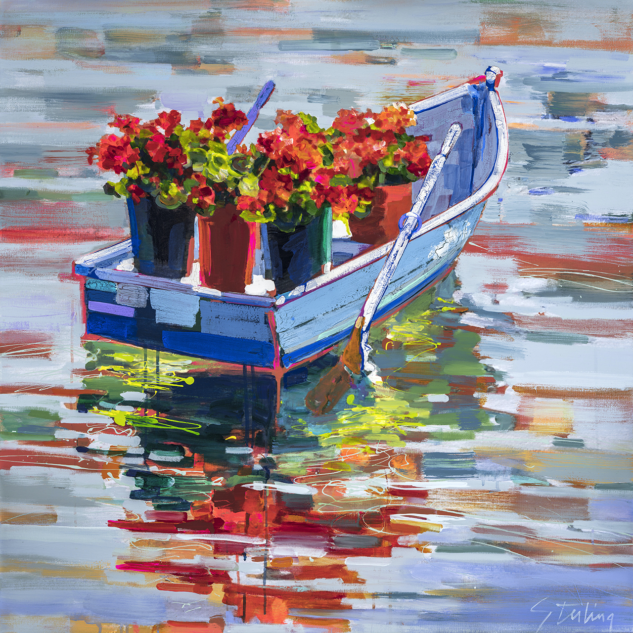 Geraniums in the Limelight
36"x36"
acrylic on vanvas
'