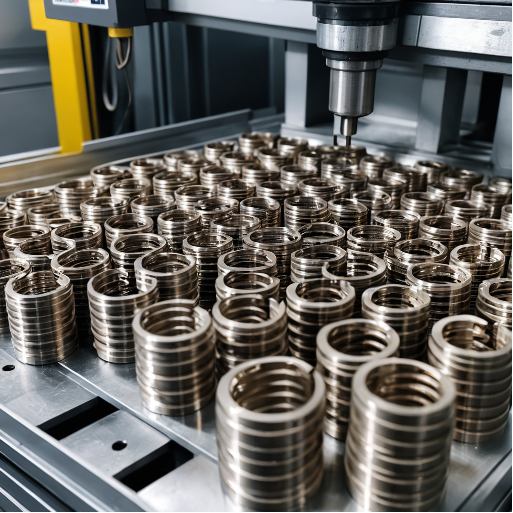 Tornillos metálicos en una máquina fresadora en fábrica industrial.