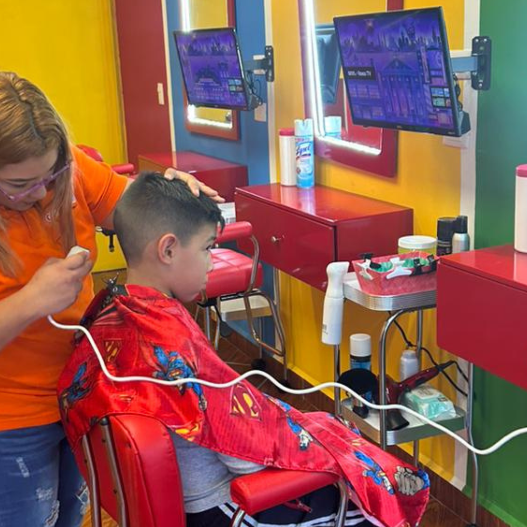 Two painted colourful hands