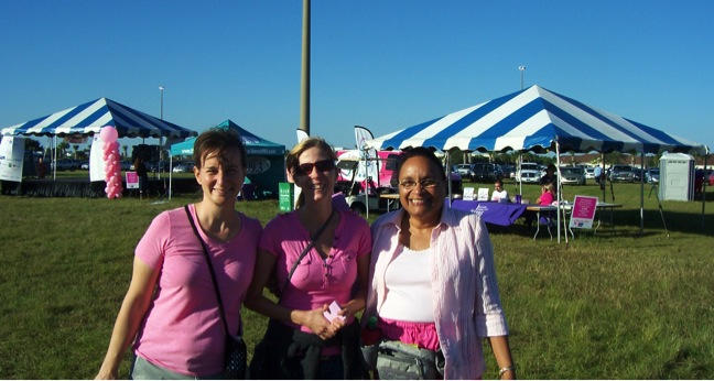 Some of the Evangelism Team Ready to Distribute Tracts at the Breast Cancer Walk in Viera, FL