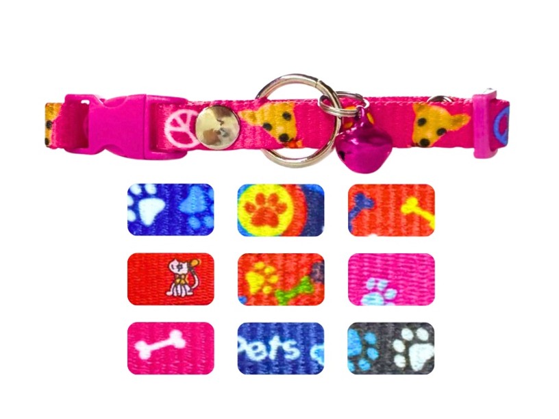 BON102 - PAQUETE COLLARES
NYLON 1/2" CINTA IMPORTADA
 C/ CASCABEL 10 PSZ