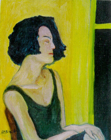 Op-023 THE WINDOW SEAT 20 in x 16 in Oil on Linen 1990