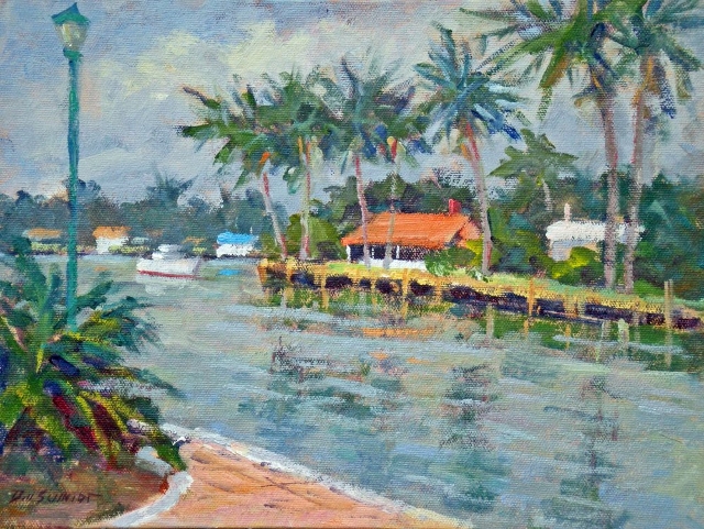Schmidt, Intercoastal Waterway Near Del Ray, 9" x 12" Oil 