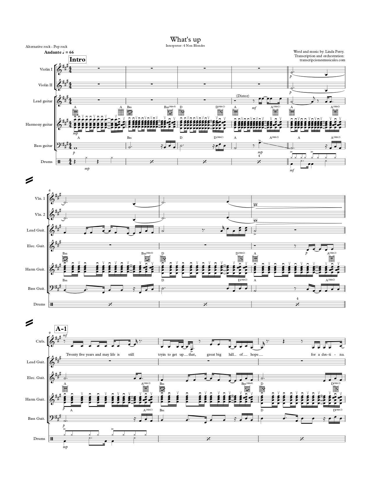 What's up - sheet music page 1