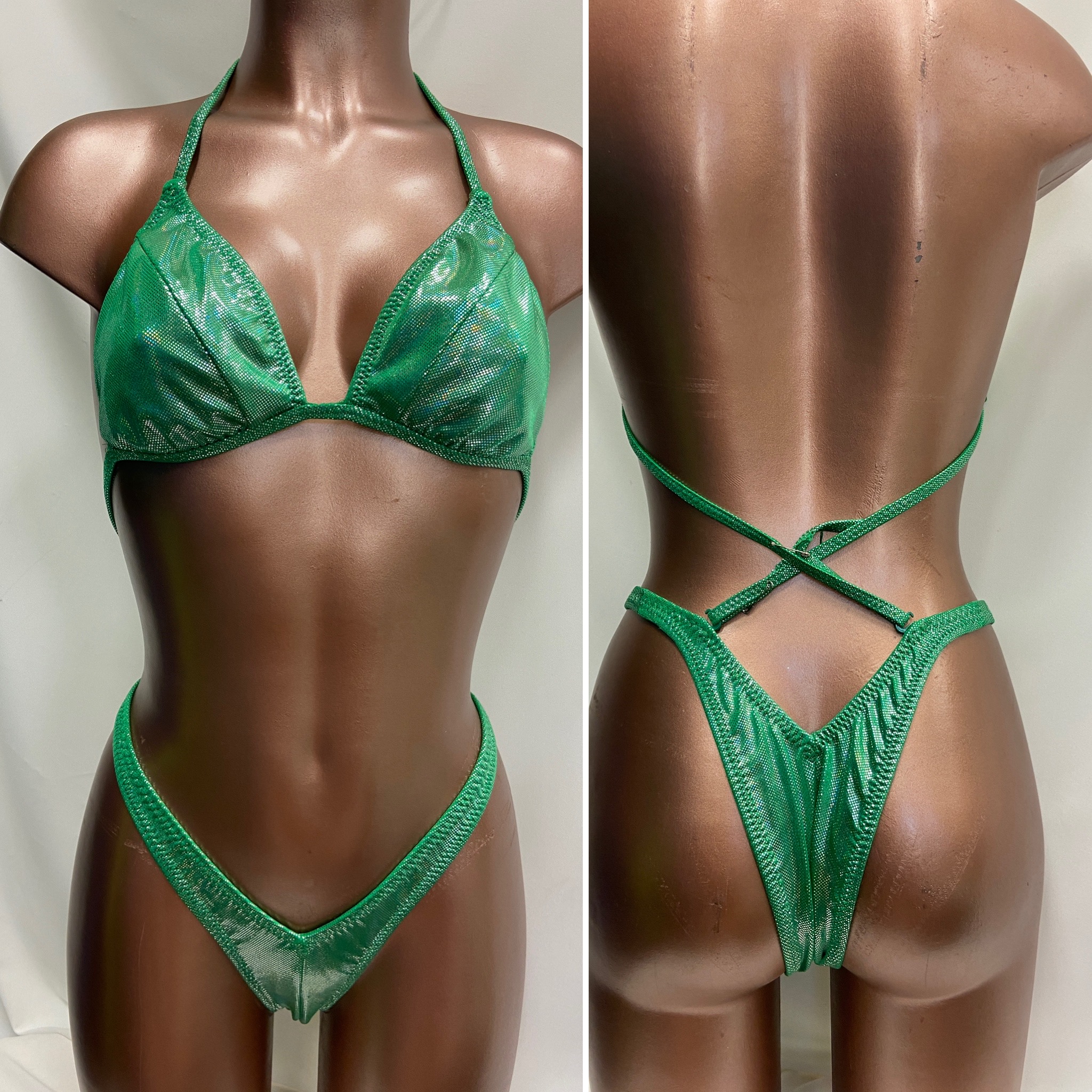 R7012 $35
C banded seamed top
small front, xxsmall back
green with silver hologram