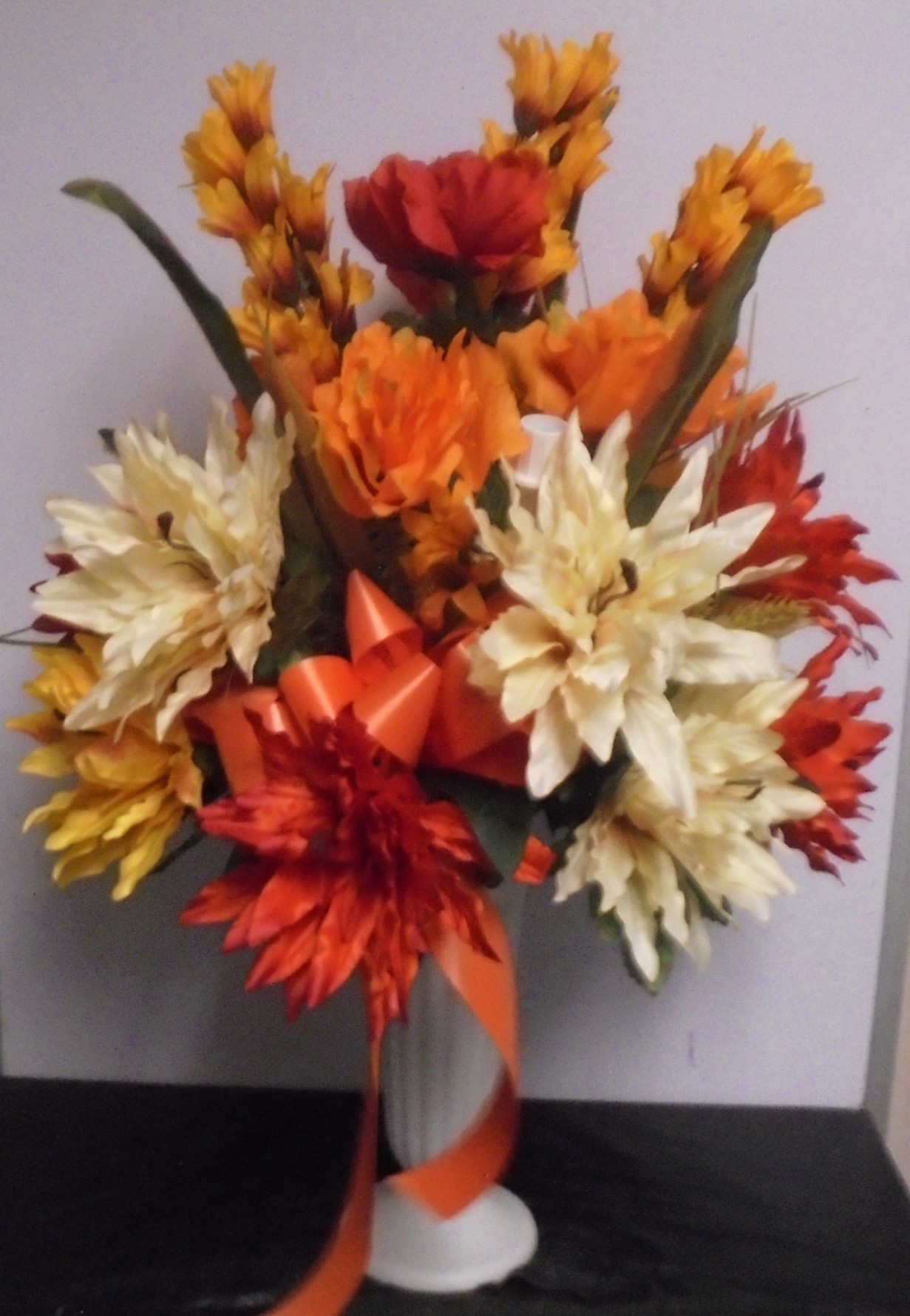  (23) "SILK" Fall Cemetery Vase
$65.00