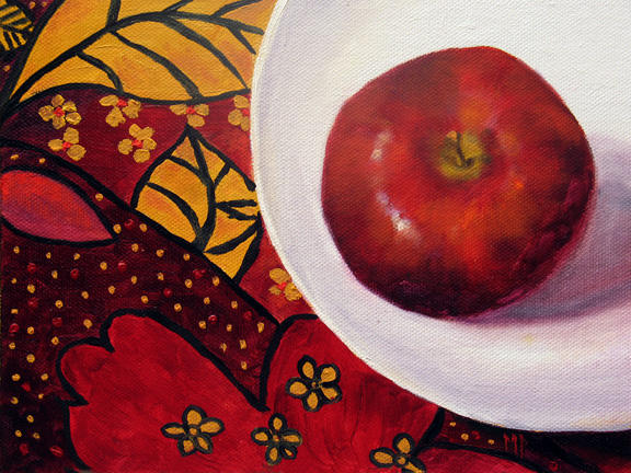 Burgundy Apple ~ 6"x8"  Oil on Canvas Panel