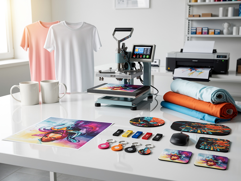 Taller de sublimación con prensa térmica, impresora, camisetas, tazas y productos personalizados Taller de sublimación con prensa térmica, impresora, camisetas, tazas y productos personalizados