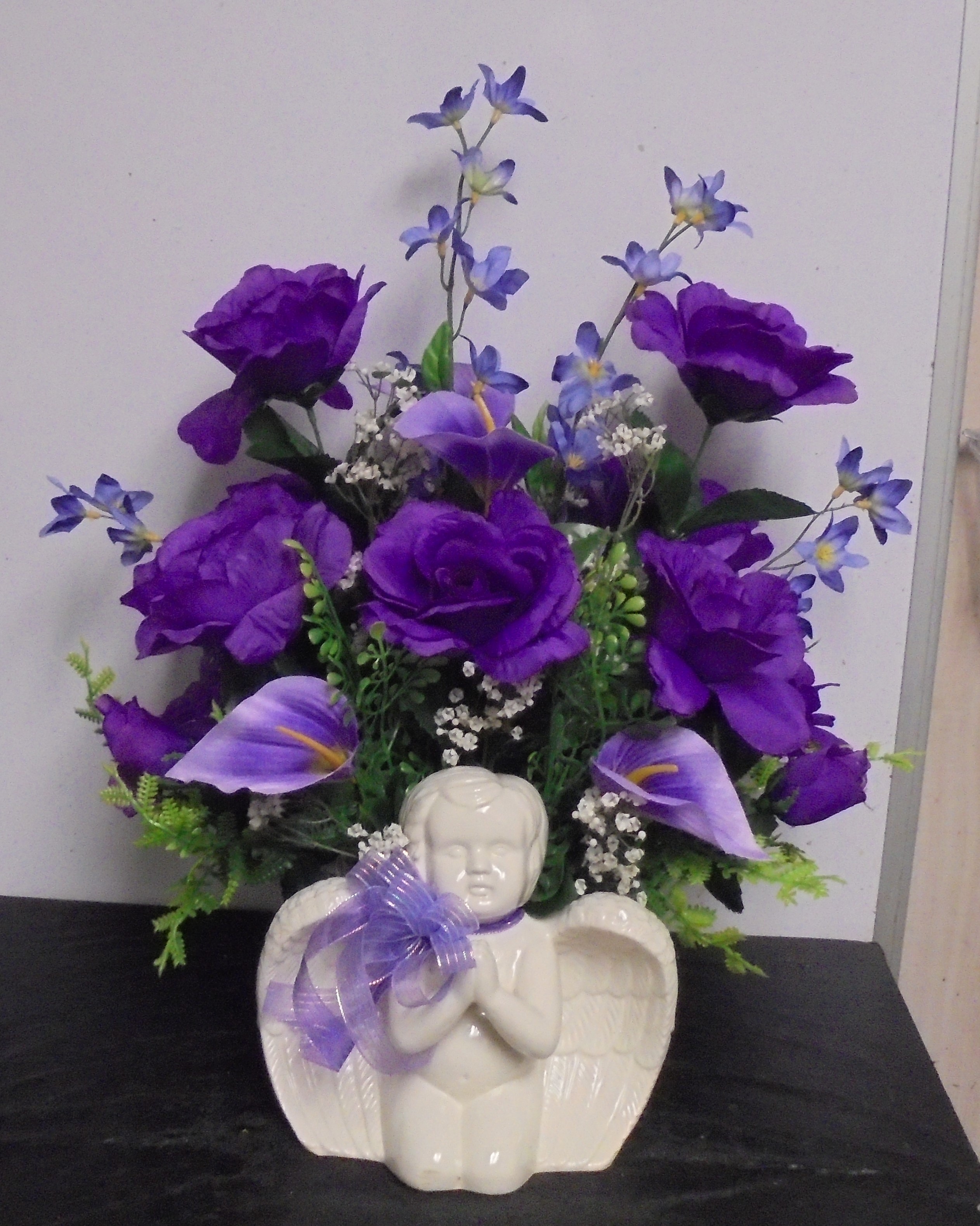 (39) "Silk" Angel Arrangement
(Purple & Lavender Mix)
$60.00