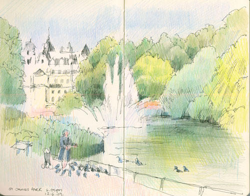 Sketchbook/London: The Bird Lady in St James Park