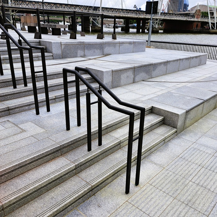 Victoria Embankment Thames Tideway Artistic Metals bronze coating on handrails.