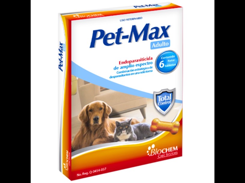 PET001 DESPARASITANTE PET-MAX ADULTO BLISTER 6 TAB