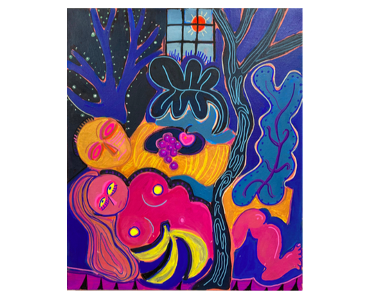 "Lovers in Eden" 22X28 inches Acrylic on canvas 2020