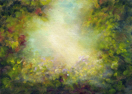Peaceful Garden ~ 5"x7"   Oil on stretched canvas