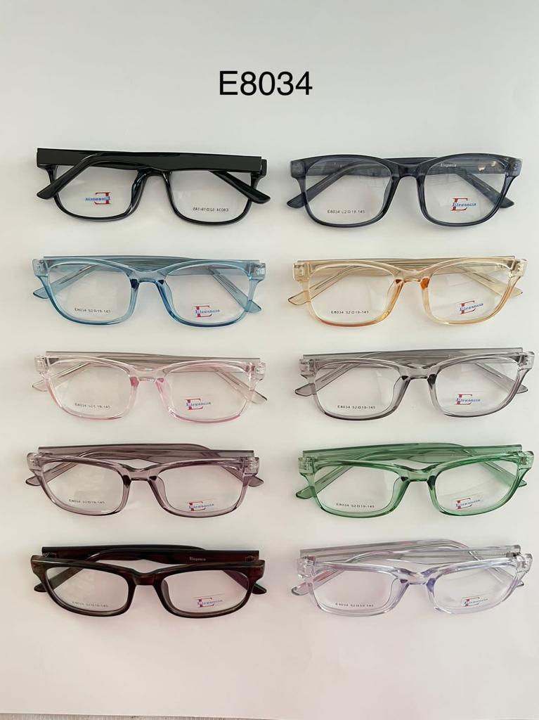 Modelo: E8034
Colores Translucidos: Cafe, Negro brilloso, Gris, Amarillo, Verde, Humo, Lila, Cafe Claro y Azul
Colores Difuminados: Cafe, Rojo, Morado, Azul, Negro/Transparente y Negro/azul