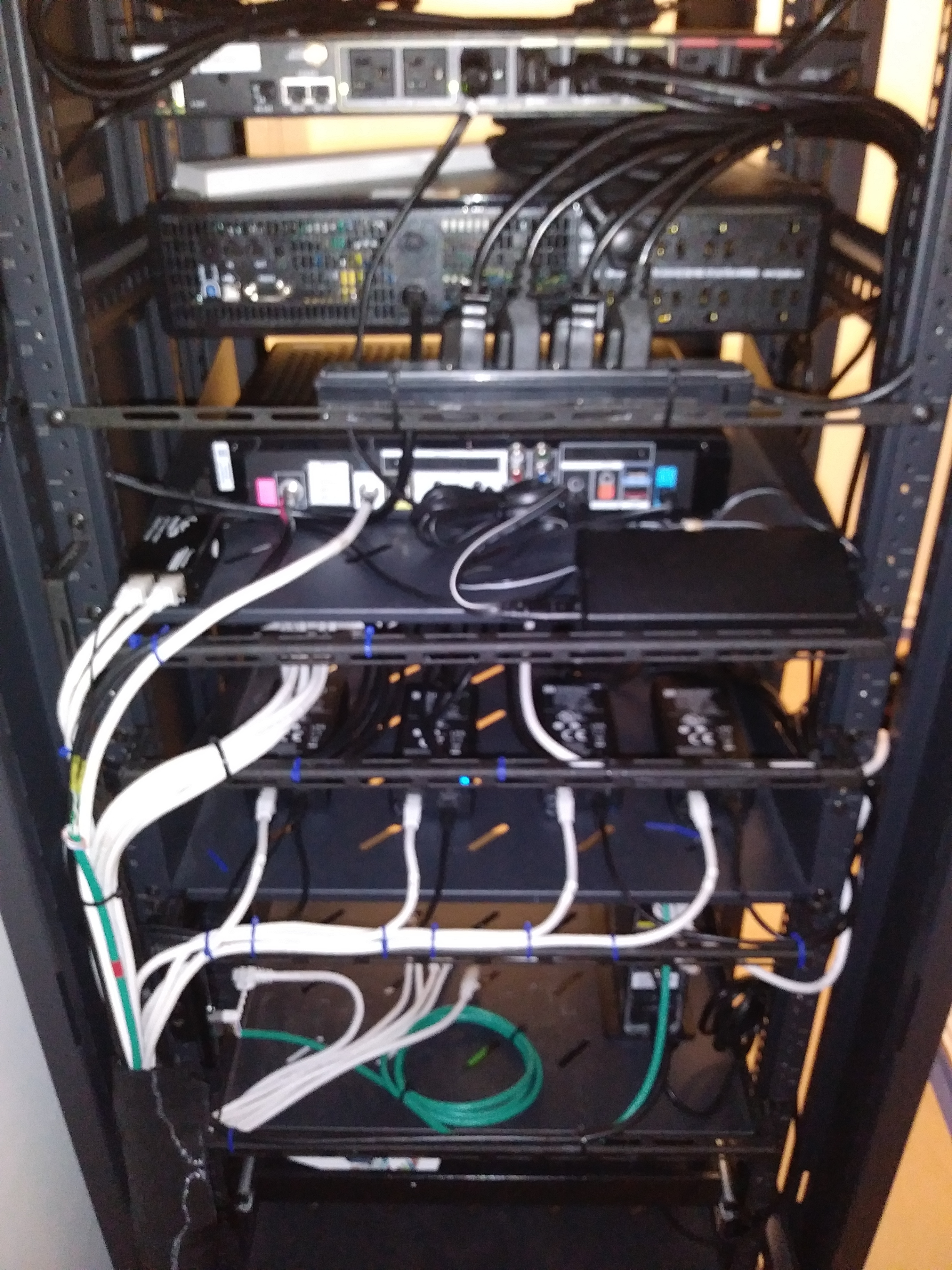 Centralized equipment in a rack.