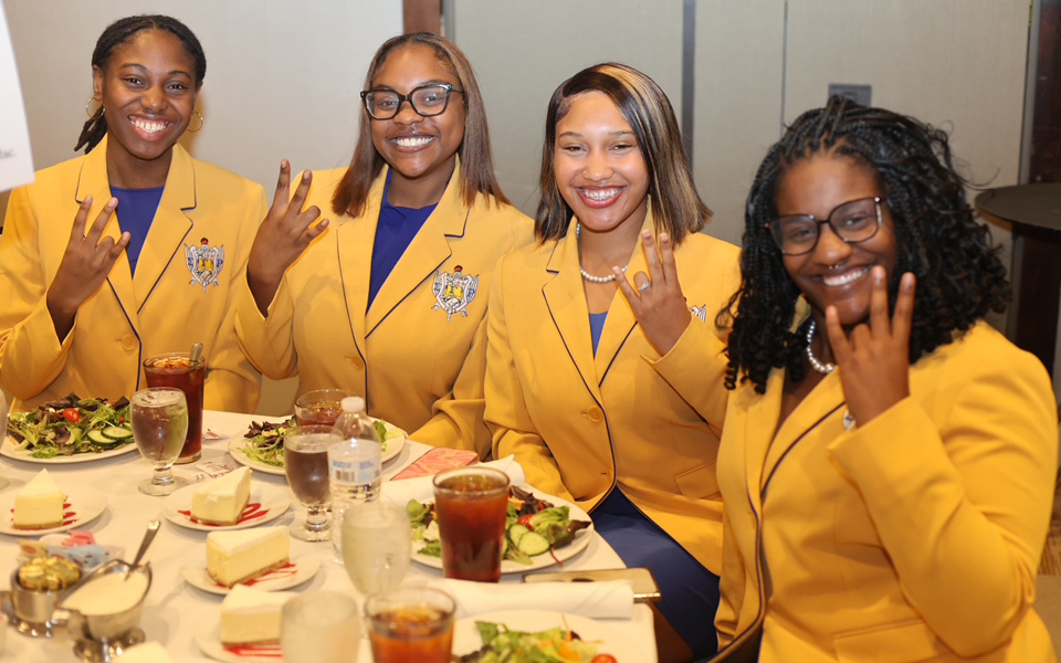 Group photo at a banquet event