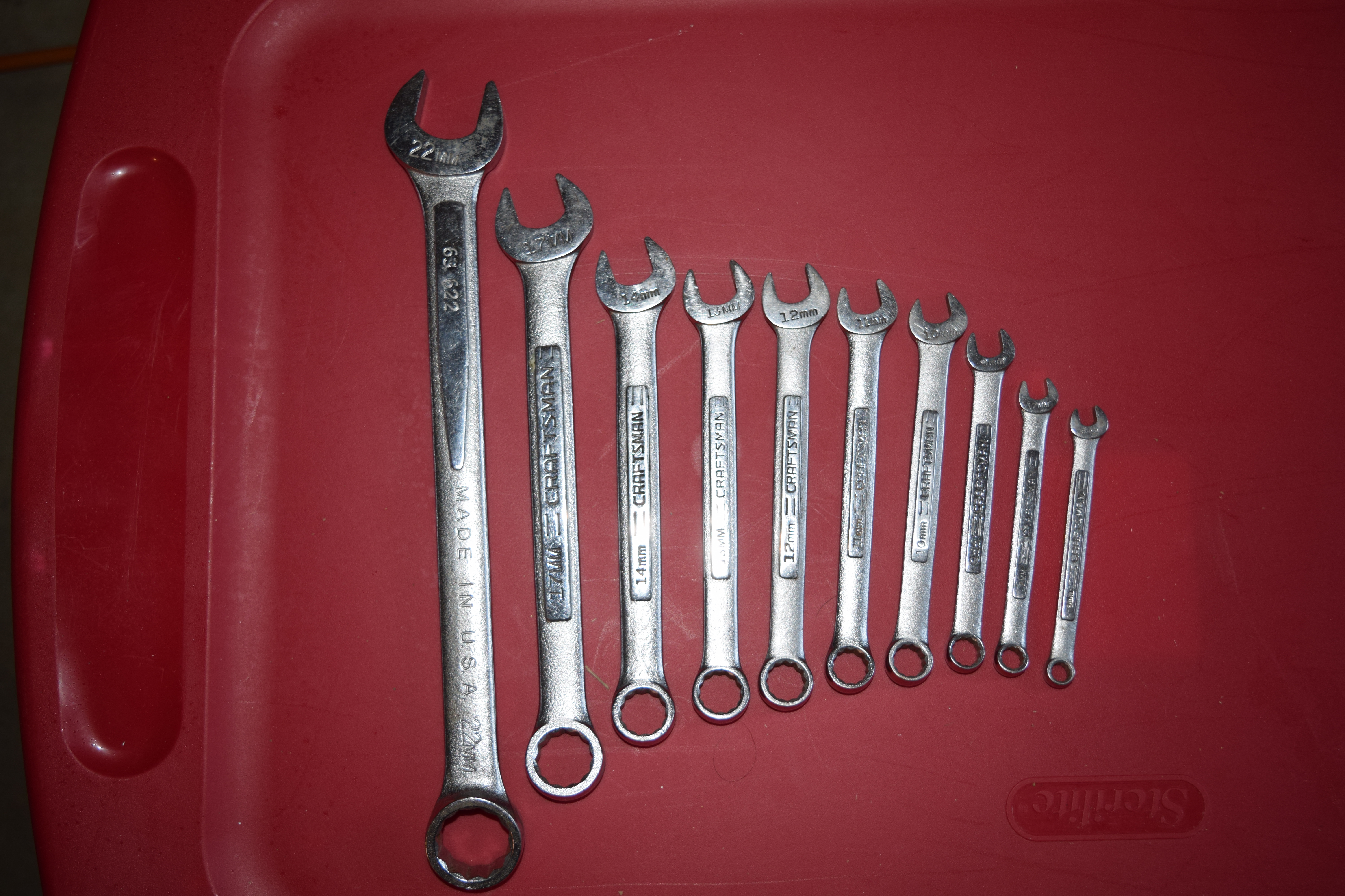Box & Open-End Wrenches (6mm, 7, 9, 10, 11, 12, 13, 14, 17, 22mm by Craftsman)