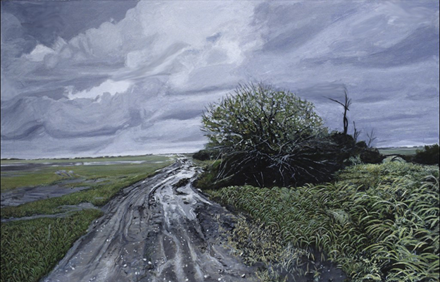 Painting of an empty Saxet field