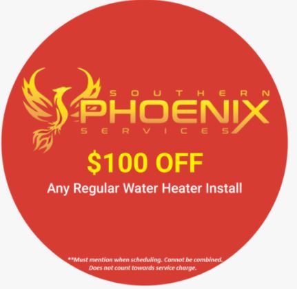Coupon for $100 off any regular water heater install