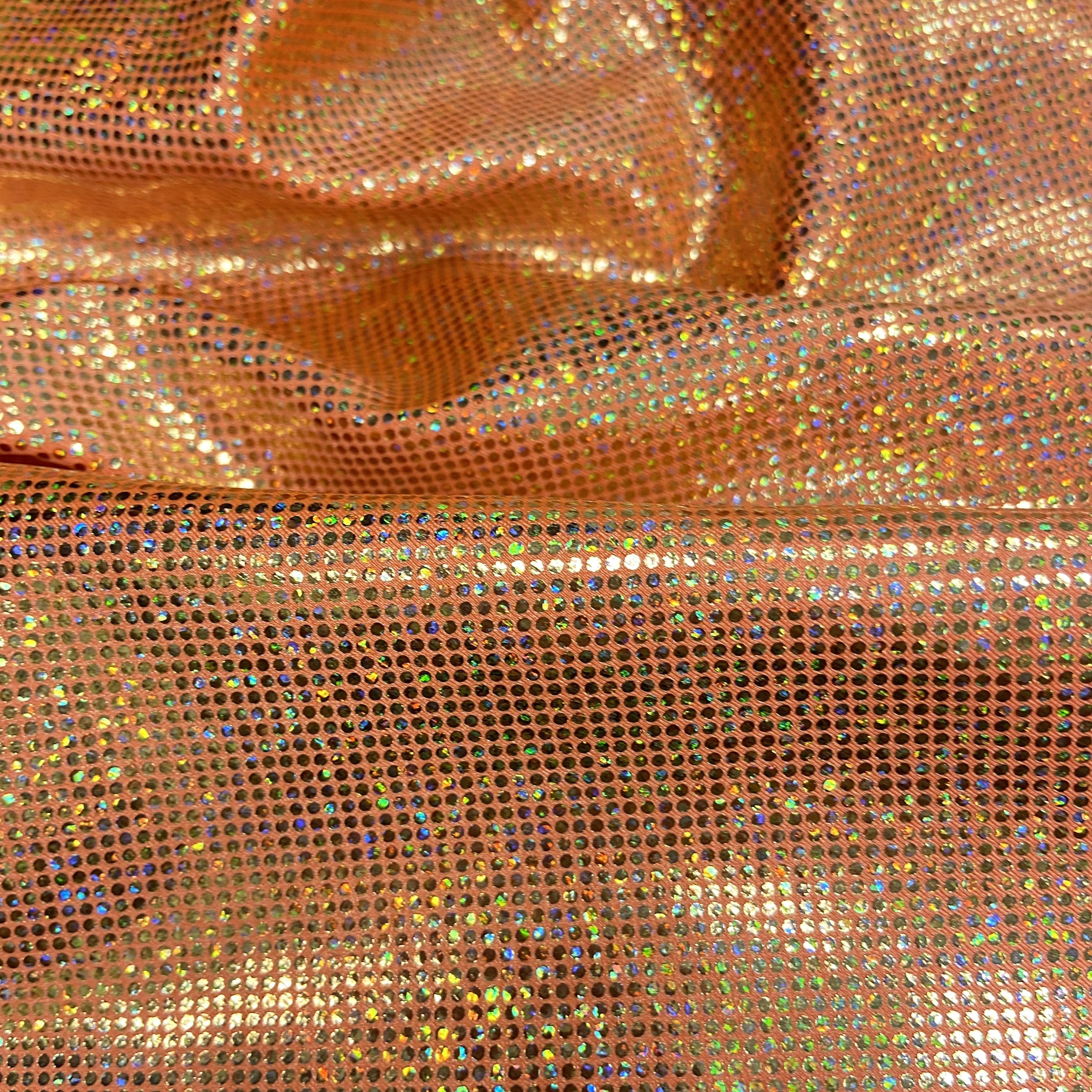 Gold on orange sparkle hologram 