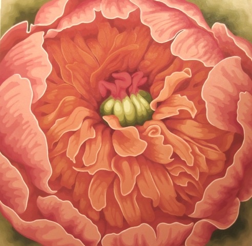 "Pink Peony Mandala" 36 x 36