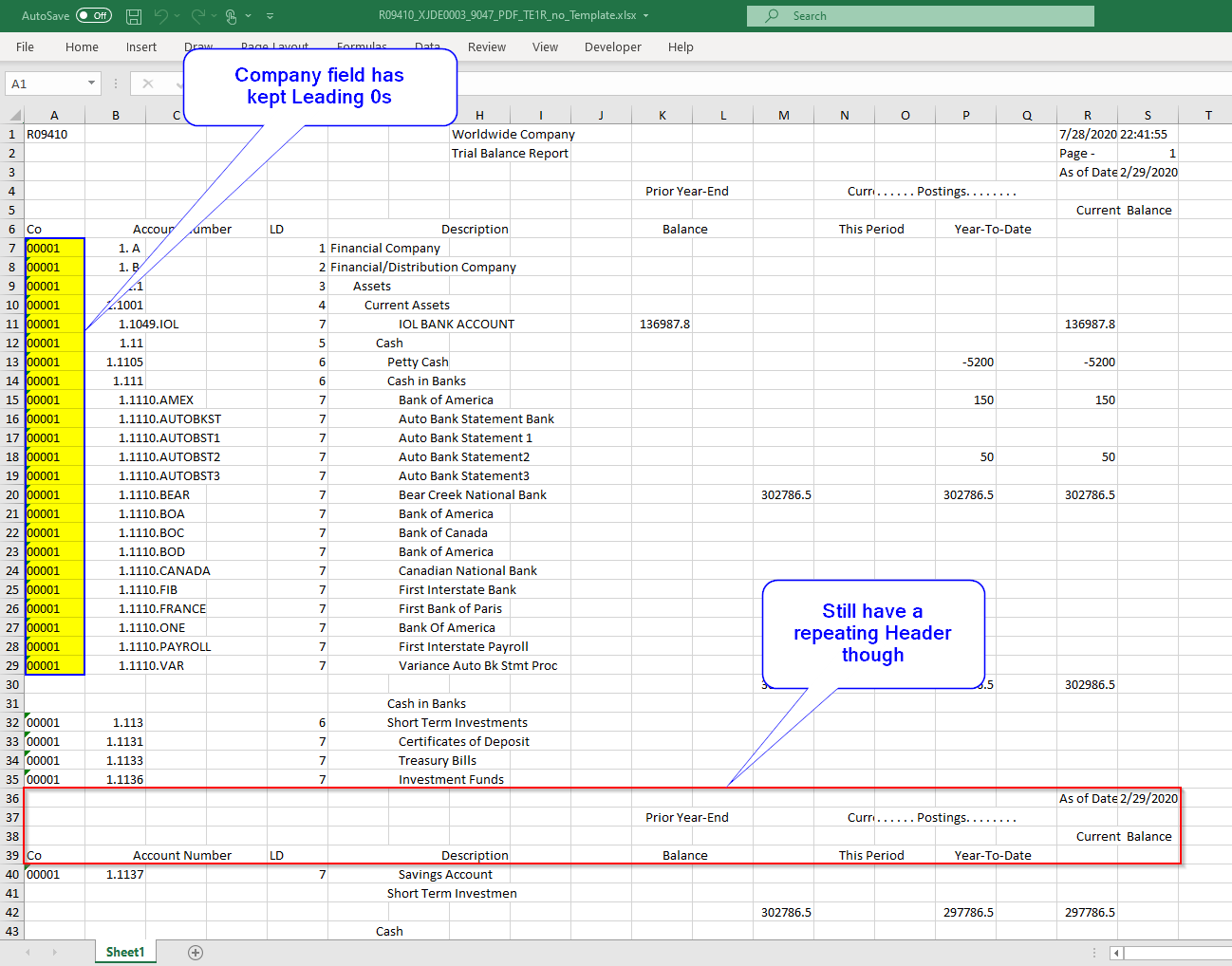 csv converted to xslx via TE1R