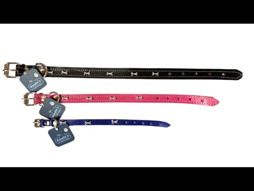 COLLAR DE PIEL C/ESTOPEROL
 HUELLITAS