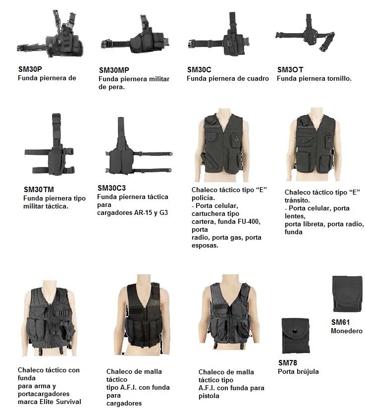 FUNDAS PARA CHALECO Y PIERNERAS PARA ARMA